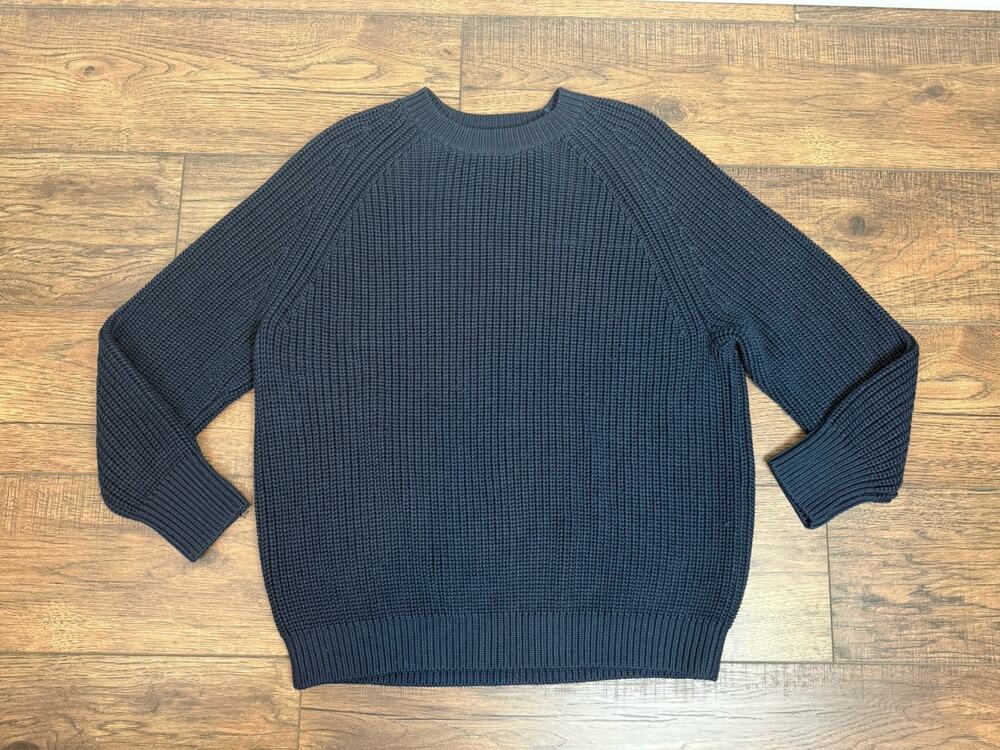 Tory Sport Sweater Navy Blue Sz XS Oversized Hand Knit Fisherman Coastal